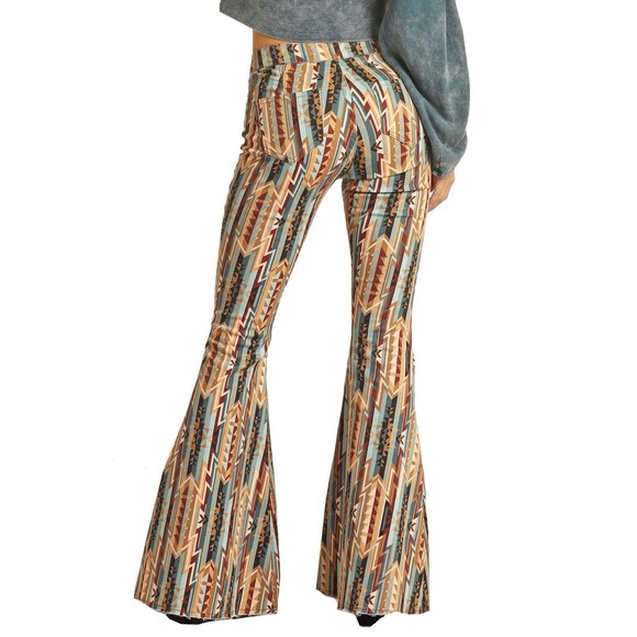 ROCK&ROLL DENIM Bargain Button Bell High Rise‎ Extra Stretch Pants Size 33x32 - Picture 3 of 12